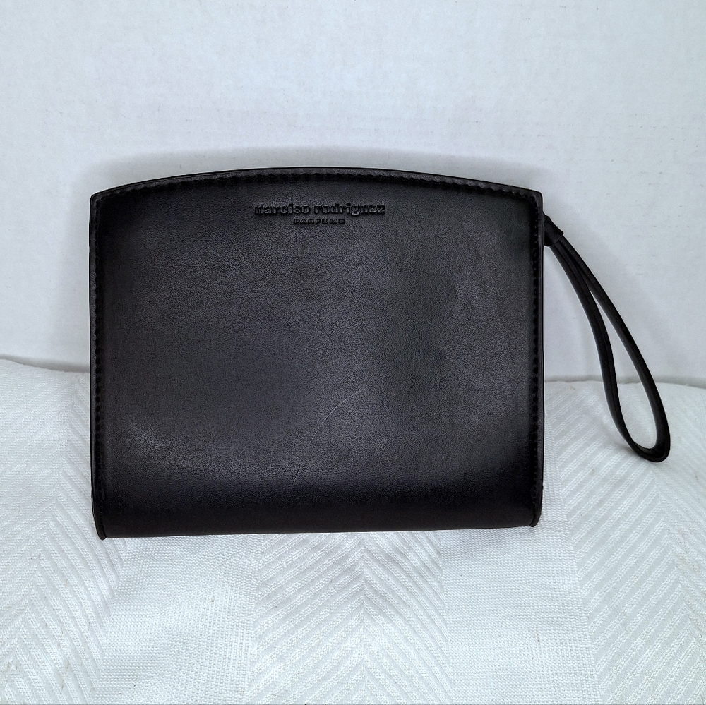 Narciso Rodriguez Parfums Womens Black Faux Leather Zip Clutch Wallet Pouch